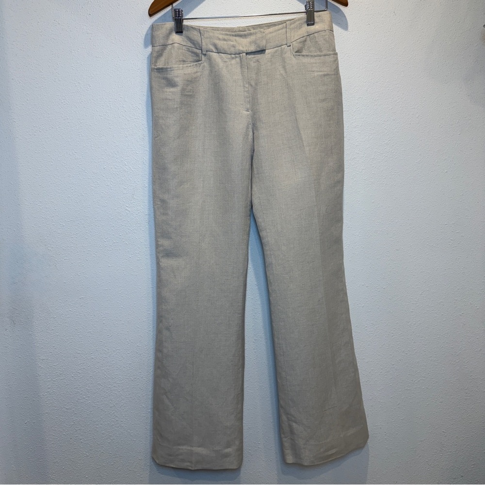 Tahari Light Beige Straight Leg Trousers
